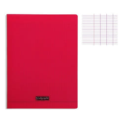 Cahier grand format séyès couverture plastique rouge 140 pages