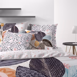 Housse de couette Réversible 220x240 cm + 2 taies d'oreiller 65x65 cm Coton Yona