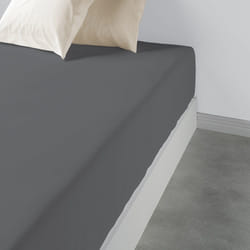 Drap housse 90x190 +35 cm 100% Coton 57 fils Gris Foncé