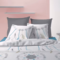 Housse de couette 240x260 cm avec 2 taies d'oreiller 63x63 cm Parure de lit Coton Dreamy