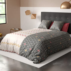 Parure de lit housse de couette avec taies d'oreiller 100% Coton 57 fils Himba Black - PD12897-240