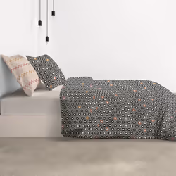 Parure de lit housse de couette avec taies d'oreiller 100% Coton 57 fils Himba Black - PD12897-240