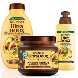 Garnier Ultra Doux Coffret Routine Avocat et Beurre de Karité (Shampooing 300ml Après-shampooing 250ml Masque 340ml)