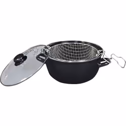 Friteuse BAUMALU en acier émaillé et couvercle en verre résistant. Panier en bakélite. Compatible tous feux dont induction et ...