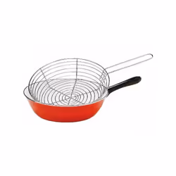 Poêle à friture 26 cm Rouge - Réalisez tous vos beignets sucrés ou salés dans cette poêle à friture traditionnelle - En acier ...
