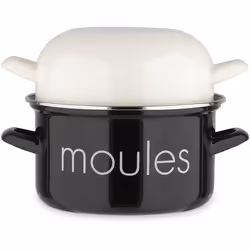 Marmite à moule BAUMALU 20 cm -  Décor moules - Couvercle blanc - Noir