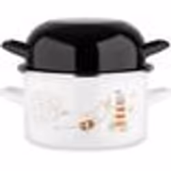 Marmite à moule BAUMALU 20 cm - Décor phares - Couvercle noir - Blanc