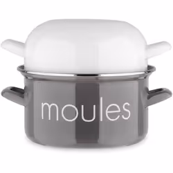 Marmite à moule BAUMALU 22 cm - Décor moules - Couvercle blanc - Gris