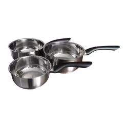 Série 3 casseroles PRIMO 16/18/20 cm - acier inoxydable - forme droite - équipement bakélite noir - tous feux et induction