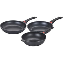 Set de 3 poêles - Tous feux dont induction - Baumalu - Fonte daluminium - Anti-adhésif - 3 pièces - Noir