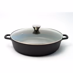 Marmite BAUMALU basse et couvercle verre  5L 32 cm