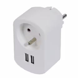 Prise - GEFOM - 16A+T - 2 chargeurs USB 21A - Intérieur - Prêt à poser