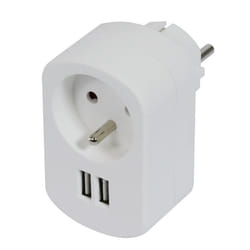 Prise - GEFOM - 16A+T - 2 chargeurs USB 21A - Intérieur - Prêt à poser