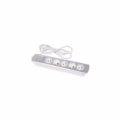 Bloc 5 prises + inter câble 3 G1 1m40 design fiche plate Silver