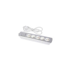 Bloc 5 Prises + Inter Cable 3g1 1m40 Design Fiche Plate Silver Gefom 400005