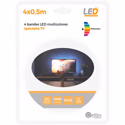 Ces 4 rubans LED sont idéaux pour un éclairage d'ambiance autour d'une télé, ils diminueront les effets d'éblouissement des é ...