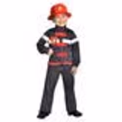 Déguisement de pompier noir CESAR F566-008 pour enfant de 5 à 7 ans en polyester