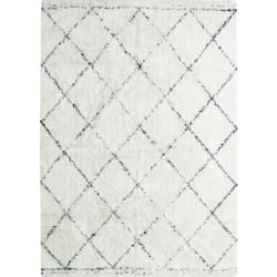 Berbere losange - Tapis de salon berbère en coton motifs losanges écru naturel 120x170