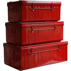 Les Tendances - Cantine de rangement Premium en acier rouge Lot de 3 : 95, 130 et 175 litres