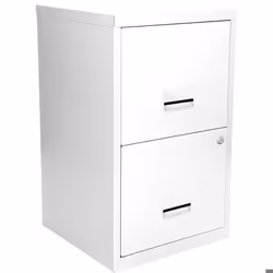 Colonne de rangement basse en acier 2 tiroirs Blanc mat