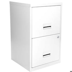 Colonne de rangement basse en acier 2 tiroirs Blanc mat