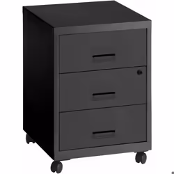Caisson de rangement 3 tiroirs en acier sur roulettes anthracite