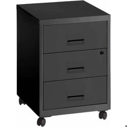 Caisson de rangement 3 tiroirs en acier sur roulettes anthracite