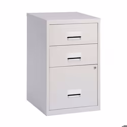 Colonne de rangement basse en acier 3 tiroirs Gris clair