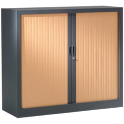 Armoire de bureau portes à rideaux 2 étagères