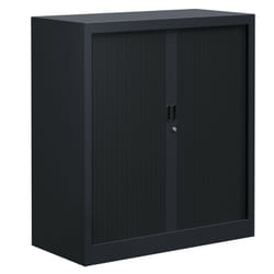 Armoire de bureau portes à rideaux 2 étagères