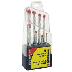 COGEX - Lot de 8 mèches béton - Diamètre 3 à 10mm - Métal