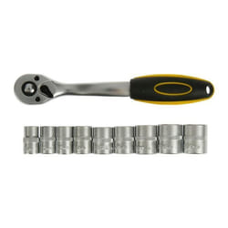 Clé à Cliquet - RHINO - 3/8 - 72 Dents - Coffret avec 9 Douilles - Acier Chrome Vanadium