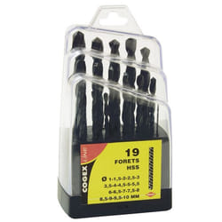 Forets HSS COGEX - Lot de 19 forets de 1 à 10mm - Acier rapide - Grande résistance à lusure