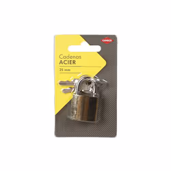 COGEX - Cadenas acier - 25 mm - Avec 2 clés en acier - Couleur: doré - Finition dorée - Diamètre: 3.9mm - Produit idéal pour  ...