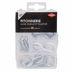 COGEX Pitonnerie assortie (Gonds pitons crochets galavnisés et plastifiés) - 40 pcs
