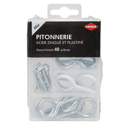 COGEX Pitonnerie assortie (Gonds pitons crochets galavnisés et plastifiés) - 40 pcs