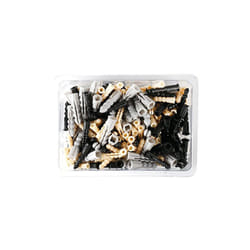 Cheville plastique - assortiment de 200 PIèCES ø 5-6-8MM - couleur: gris, noir, jaune - 100 PIèCES ø 5MMX20MM + 60 PIèCE - Cogex