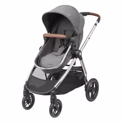 Maxi-Cosi Zelia 3 Luxe, Ciel de lit, Poussette tandem, unisexe, Pliable, Noir, Gris, Argent