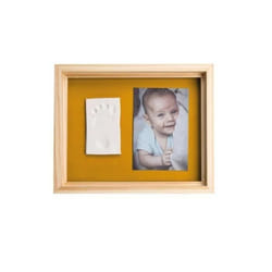 Baby Art Pure Frame - Kit Cadre avec Pâte à Modeler et Cadre Bois Pin Naturel Rouleau Panneau Arrière Réversible (Vert/Orange)