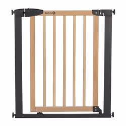 Safety 1st - simply close wood & meta, Pression, 73-80 cm (Max. 94cm), sans vis ni perçage, Ouverture d'une Main, Bois et Graphit