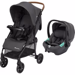 BEBECONFORT MISTY DUO Poussette duo siège auto Gr0+ R129 grand panier0 à 4 ans0 à 22 kgadaptateurs Mineral Graphite