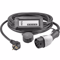 Chargeur portable véhicule électrique & hybride - AEG - Type 2 - Monophasé 16A 230V AC - Prise secteur 230V européen - L : 5m ...