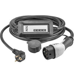 Chargeur portable véhicule électrique & hybride - AEG - Type 2 - Monophasé 16A 230V AC - Prise secteur 230V européen - L : 5m.