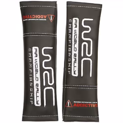 WRC 2 Fourreaux Ceinture Simili Cuir Brodé WRC Blanc - Evitent les frottements de la ceinture - Installation facile - Se refe ...