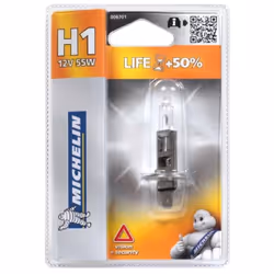 Life +50% 1 H1 12V 55W 1 ampoule H1 12V LIFE+50%.P14,5s - 55W La technologie Michelin Life+50% augmente la durée de vie de 50 ...