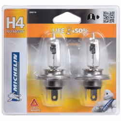 Life +50% 2 H4 12V 60/55W 2 ampoules H4 12V LIFE+50%. P43t - 60/55W La technologie Michelin Life+50% augmente la durée de vie ...