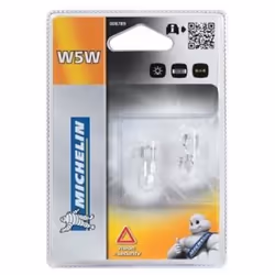 2 ampoules W5W 12V 2 ampoules Wedge Base W5W 12V T10 W2,1x9,5d - 5W Général : Marque : MICHELIN Type de Produit : MICHELIN 2  ...