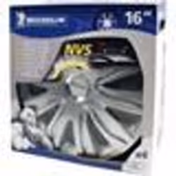 Lot de 4 enjoliveurs gris métallisés - MICHELIN - 16 pouces - Fixation simple par clips - NVS 42 pastille réflechissante