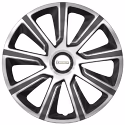 4 ENJOLIVEURS 15" BICOLORE Enjoliveur type jante alu NVS 42. Pour tout type de roue 15''.En ABS gris métallisé. Laque haute f ...