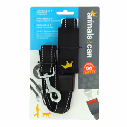 Animals&Car 170010, Chien, Laisse de sécurité pour ceinture de sécurité, Noir, Cordon, Monochromatique, Polyester